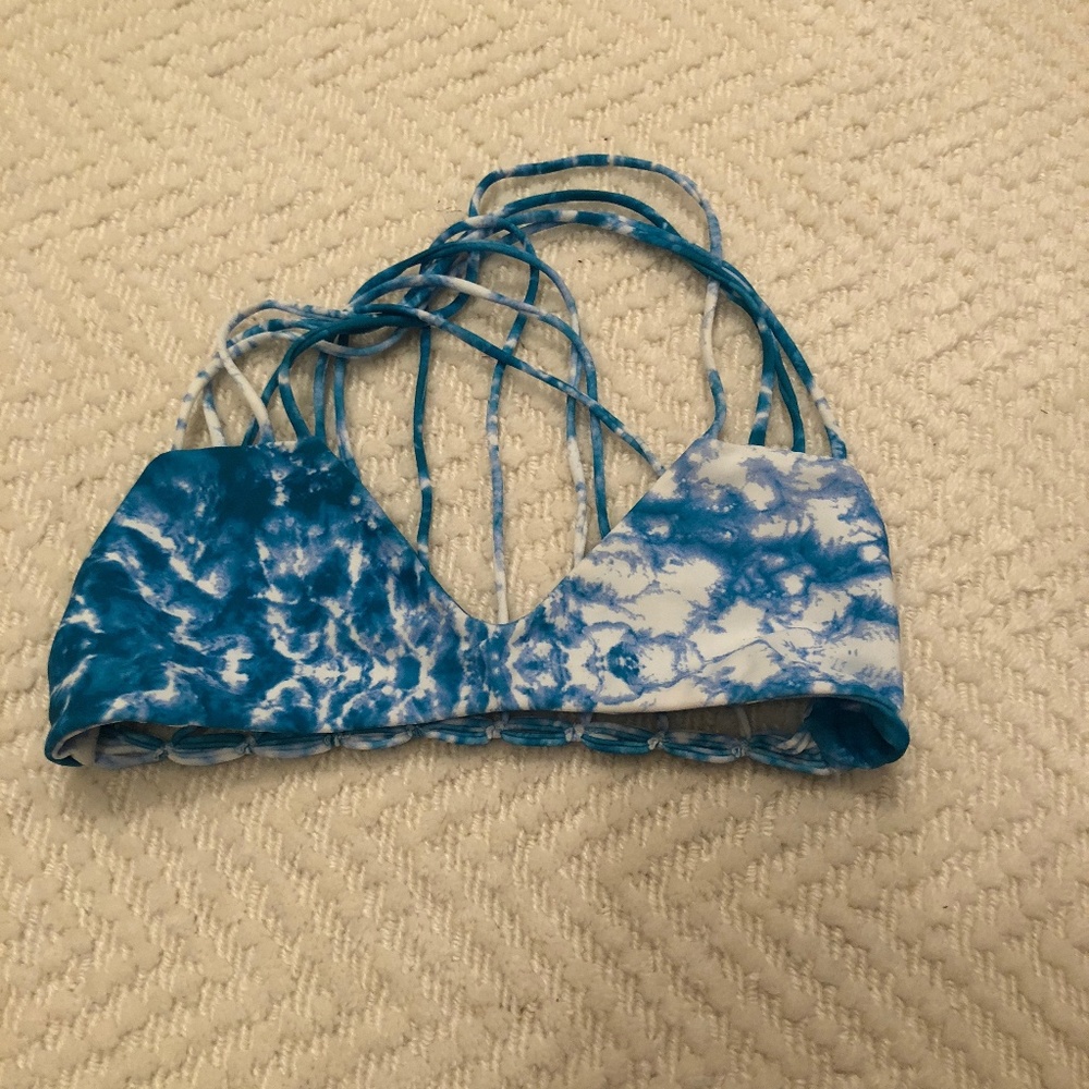 Mikoh Swimwear Blue and White Bathing Suit Top - Picture 4 of 6